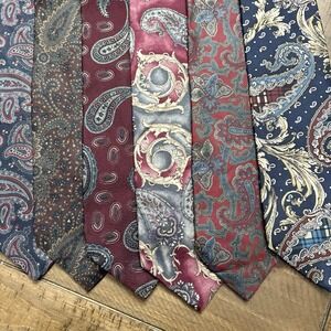 Vintage Lot 6 Silk Neckties 70s 80s Paisley Pattern Classic Ivy